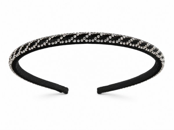 Women’s Black Rhinestone Headband | Stylish Crystal Embellished Hair Band for Girls & Women | Elegant Hair Accessory for Parties & Daily Wear